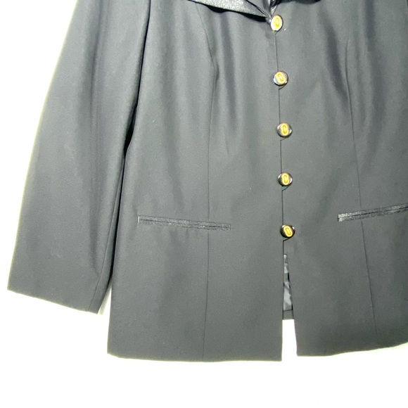 VTG Executive Collection Black Blazer Women's 18W Gold Tone Button Satin Collar - Picture 6 of 15